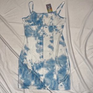 NWT blue tie dye bodycon dress